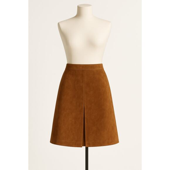 Vintage INC Suede A-Line Skirt Camel/Cognac – Size 10, Front Pleat - Picture 1 of 7